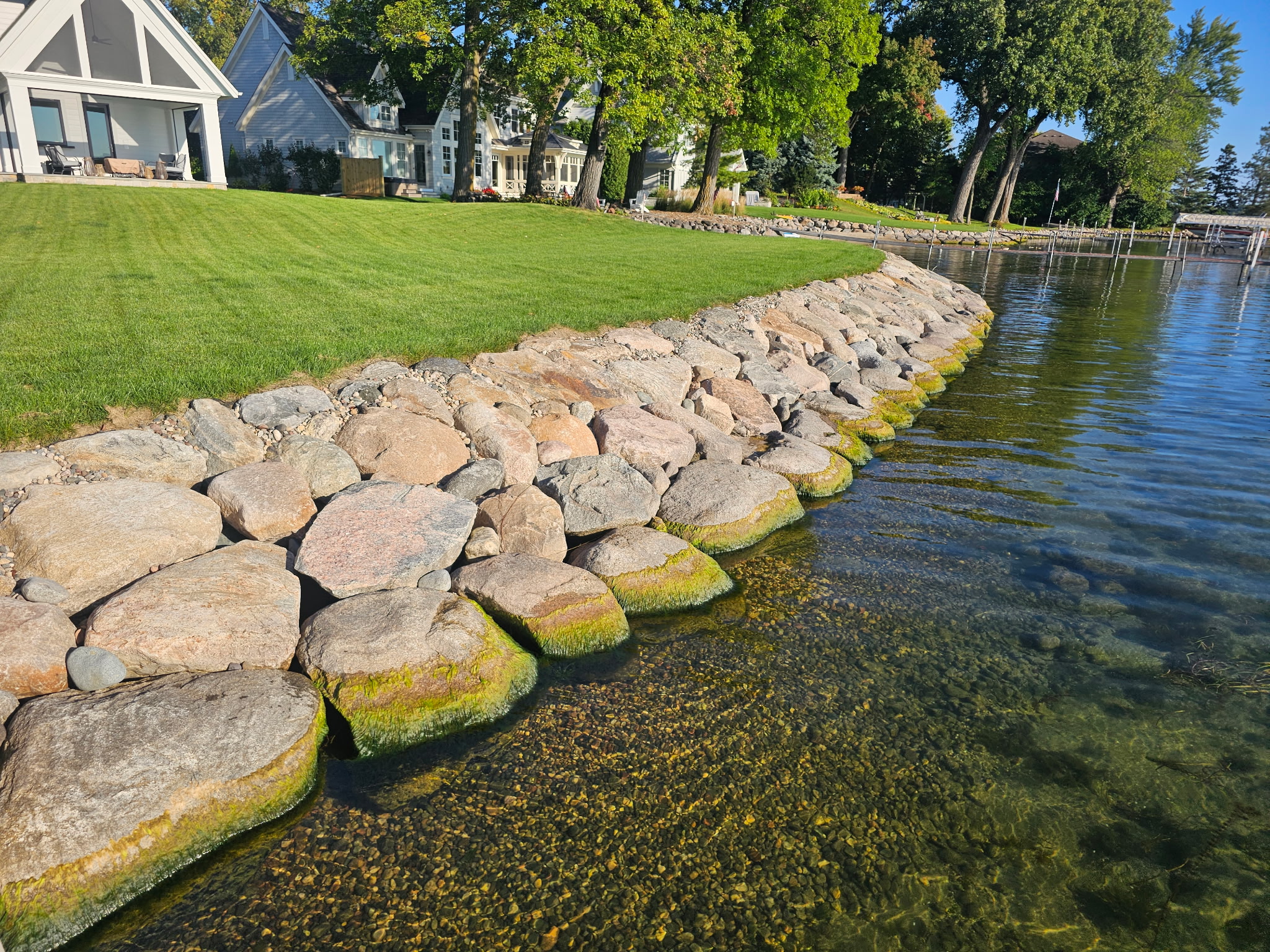 Riprap stone shoreline MN