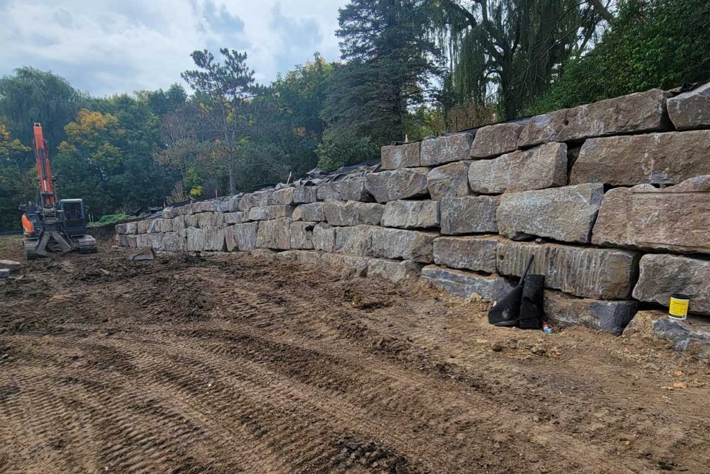 Commercial retaining wall construction